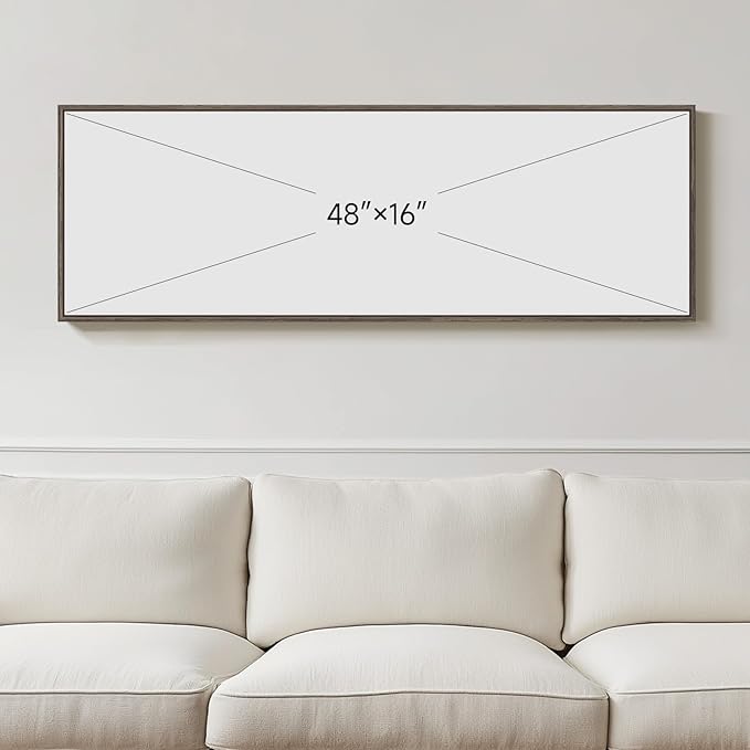 Extra Large Framed Landscape Rustic Wall Art for Living Room, Vintage Scenery Canvas Artwork Prints, Countryside Vast Field Grassland Picture Farmhouse Country Painting for Bedroom Decor 16x48 Inch