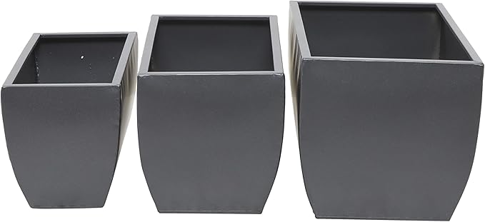 CosmoLiving by Cosmopolitan Metal Indoor Outdoor Planter, Set of 3 20", 18", 16"W, Gray