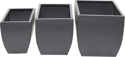 CosmoLiving by Cosmopolitan Metal Indoor Outdoor Planter, Set of 3 20", 18", 16"W, Gray