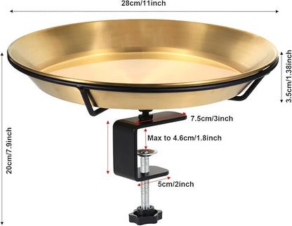 HRAYLTOP Deck Mounted Bird Bath Bird Feeder Bowl with 1.8 inch Thick Iron Clamp - Detachable Outdoor Decor for Garden Backyard Patio and Deck - Perfect for Attracting Birds