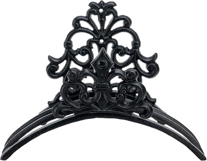 MyGift Wall Mounted Garden Hose Holder, Decorative Vintage French Floral Scrollwork hose Reel Hanger, Black Cast Iron Water Hose Storage Rack
