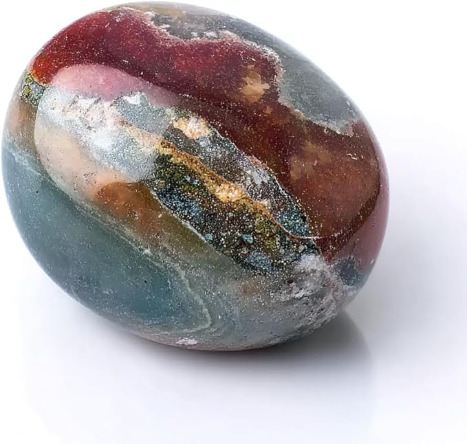 Polished Ocean Jasper Stone Set Crystals,1.2" 1 Piece Handpicked Natural Tumbled Gemstones Rocks, Healing Crystal for Reiki, Chakra, Healing, Home Decor