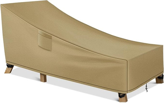 WLEAFJ Patio Chaise Lounge Cover Waterproof, Heavy Duty Outdoor Lounge Chair Covers, Durable Patio Furniture Covers, 78L x 34W x 32H inch，Khaki