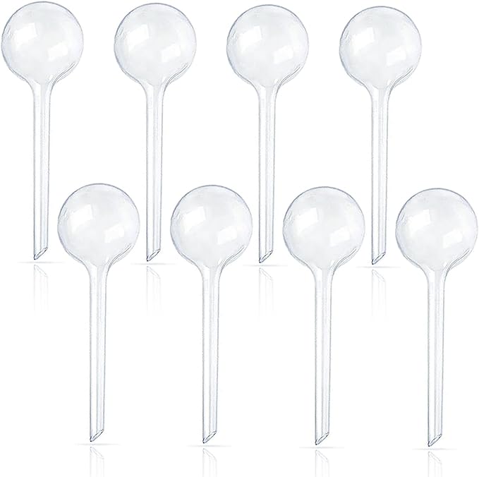 Pynqdfu 8 Pcs Clear Plant Watering Globes,Plastic Self Watering Bulbs Ball,Garden Water Device for Plant Indoor Outdoor(Small)