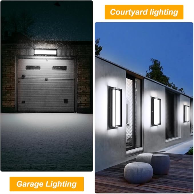 Sytmhoe LED Square Outdoor Wall Lights 2 Packs, 16inch 6000K 10%-100% Dimmable Exterior Wall Light Aluminum Body Waterproof IP65 led Porch Light for House Patio Garage Garden