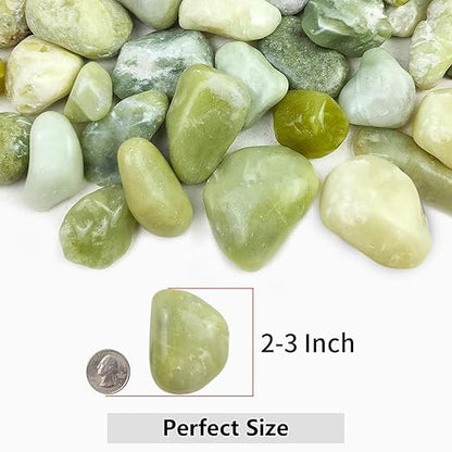 YISZM 5lbs Jade Pebbles for Indoor Plants, 2-3 Inch Natural River Rocks, High Polished Decorative Stones Vase Filler Fish Tank Aquariums Landscaping Garden Outdoor and Indoor DIY
