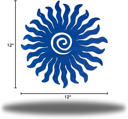 Riverside Designs Sunburst Metal Wall Art Steel Outdoor Decor - Heavy-Duty and Waterproof - Made in USA (12", Blue)