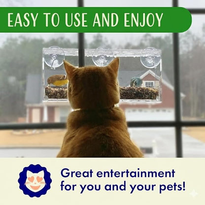 Window Bird Feeder by Nature’s Hangout - Award-Winning Clear Acrylic Bird Feeders for Outdoors, No Assembly, Strong Suction Cups, Bird Watching for Cats, Easy-to-Clean Birdhouse