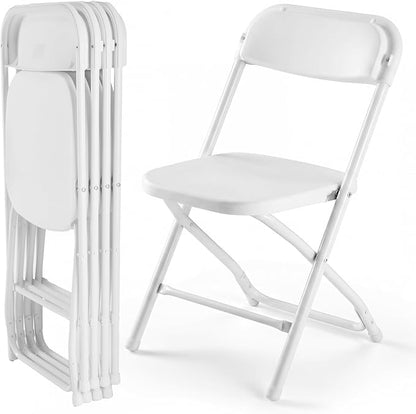 DUMOS Folding Chairs Sets of 4, 330lbs Plastic Stackable Portable Patio Dining Sets, Fold Up for Indoor Outdoor, Camping, Garden, Party, Meeting, White
