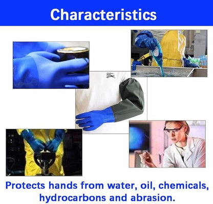 Long Waterproof Rubber Gloves, Pond Gloves, 28” Shoulder Length Insulated PVC Coated Chemical Resistant Gloves Reusable, Resist Acid, Alkali & Oil, Machinery, Industry, Fishery, Aquarium Gloves