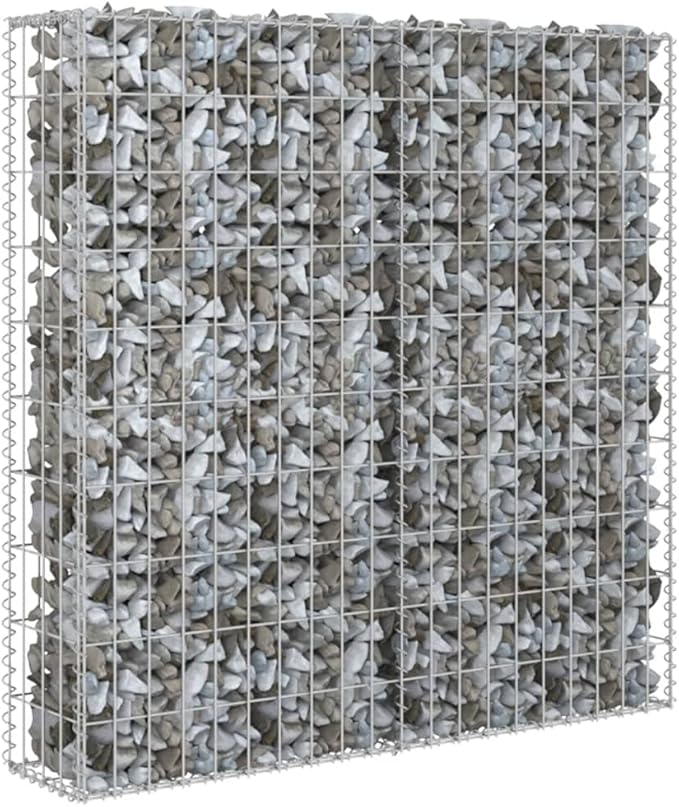 Galvanized Steel Gabion Wall with Covers, Gabion Mesh Wire Wall Panel Galvanized Steel Garden Stone Wire Basket Fencing Patio Decorative Fence, 31.5"x7.87"x39.4",-177