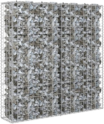 Galvanized Steel Gabion Wall with Covers, Gabion Mesh Wire Wall Panel Galvanized Steel Garden Stone Wire Basket Fencing Patio Decorative Fence, 31.5"x7.87"x39.4",-177
