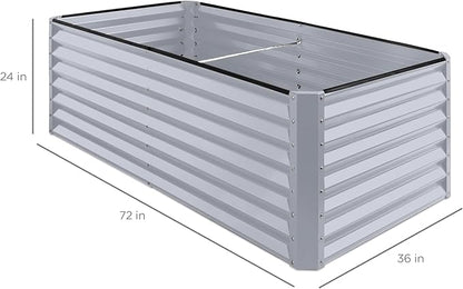Best Choice Products 6x3x2ft Outdoor Metal Raised Garden Bed, Deep Root Box Planter for Vegetables, Flowers, Herbs, and Succulents w/ 269 Gallon Capacity - Moonlight Gray