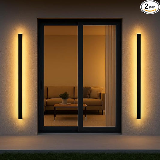 Porch Lights Outdoor Set of 2,59 Inch Outdoor Wall Lights,Waterproof Ip65 Linear Wall Lights,45W Wall Mount Exterior Light Fixture for House, Porch, Garage