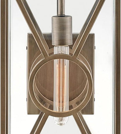 Hinkley Brixton Medium Wall Mount Outdoor Lantern - Composite, Clear Mitered Glass, Rust & Corrosion Resistant - Burnished Bronze Finish