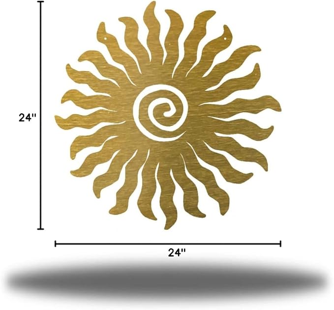 Riverside Designs Sunburst Metal Wall Art Steel Outdoor Decor - Heavy-Duty and Waterproof - Made in USA (24", Gold)