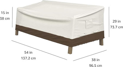 Amazon Basics 2-Seater Deep Lounge Sofa, Outdoor Couch and Patio Furniture Covers, Waterproof, Anti-UV, Durable, Beige/Tan