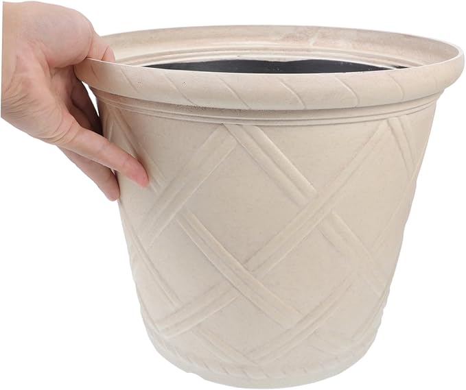 Happyyami Rustic Resin Planter Pot Vintage Outdoor Planters for Faux Outdoor Plants for Outside Decor