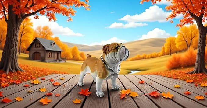 Adorable Standing English Bulldog Puppy Garden Statue, Cute Decorative Resin Figurine for Backyard, Porch, Lawn, Patio for Dog Lovers