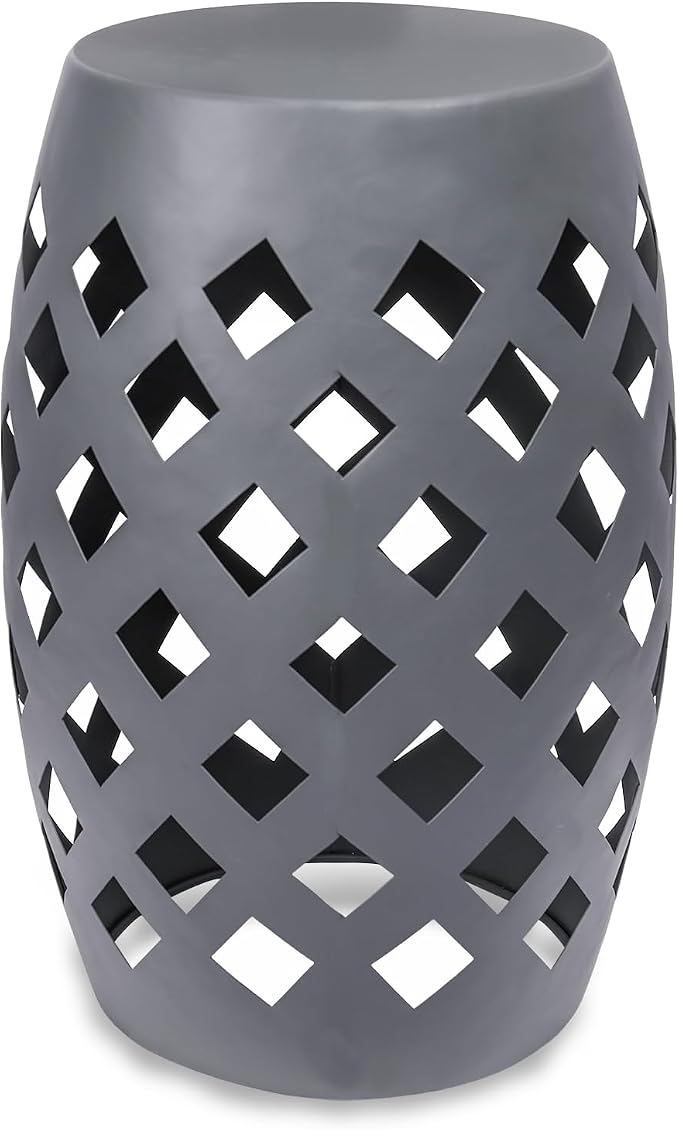MUMTOP Outdoor Lace Cut Iron Side Table, Patio Garden Stool Coffee End Table Nightstand for Small Spaces, Living Room, Front Porch, Poolside