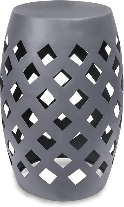MUMTOP Outdoor Lace Cut Iron Side Table, Patio Garden Stool Coffee End Table Nightstand for Small Spaces, Living Room, Front Porch, Poolside
