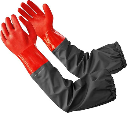 Coopache Full Arm Pond Gloves with Cotton lining Extra Long Waterproof Glove for Pond Cleaning/Machinery Industry 25-inch