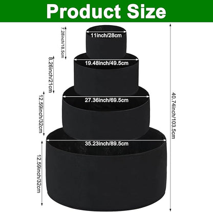 2 PCS 4 Tiered Black Fabric Strawberry Planter 36 28 20 11 inch Strawberry Tower Planter Stackable Planters Strawberry Grow Kit
