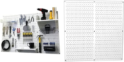 Wall Control Pegboard Organizer 4 ft. Metal Standard Tool Storage Kit With White Toolboard and Accessories - 30-P-3232W