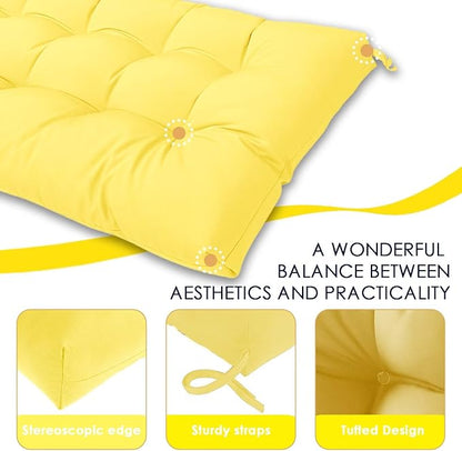 MTMR Outdoor Bench Cushion for Furniture 40X19 Inch Tufted Porch Swing Cushions with High Elasticity PP Cotton and Durable Ties, Thick Bench Seat Cushions for Patio Furnitures Yellow