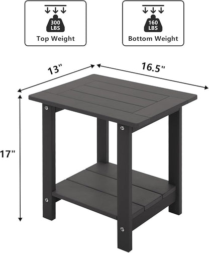 Meluvici Double Adirondack Side Table Weather Resistant, Outdoor Rectangular End Table for Adirondack Chair, Dark Brown