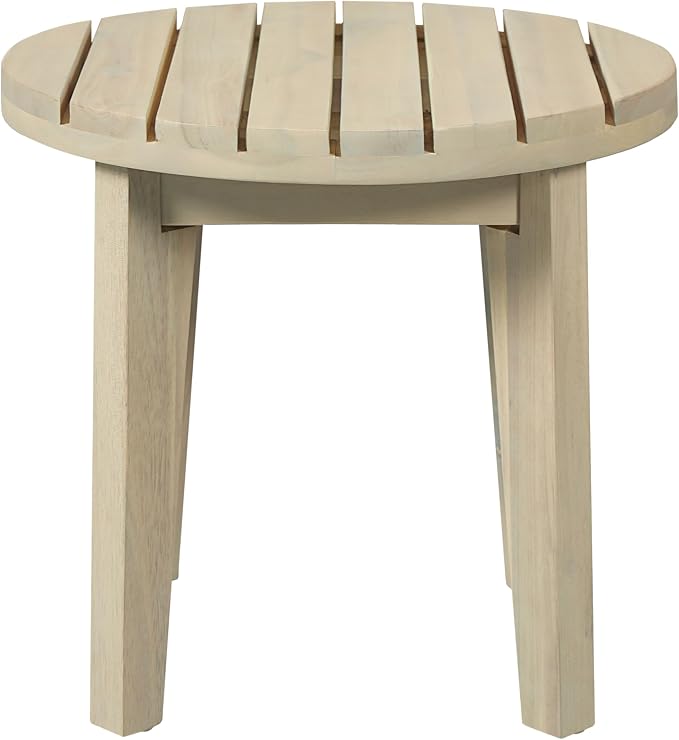 Christopher Knight Home Parker Acacia Wood Outdoor Coffee Table, Small Side Table for Patio Furniture Set, Solid Wood Round End Table for Patio/Deck/Garden, Light White