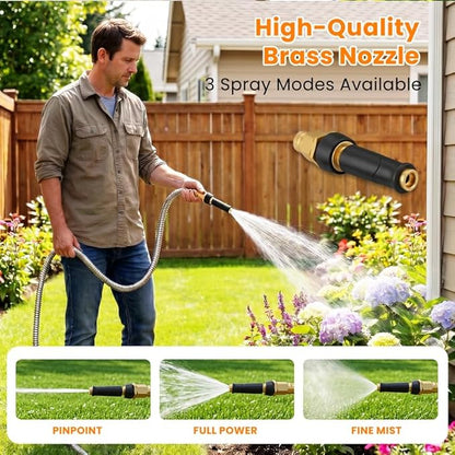 Rosy Earth Metal Garden Hose 25 FT - 304 Stainless Steel Water Hose 25 FT - Expandable Short Flexible Garden Hose,no Kink Explosion, no Bite