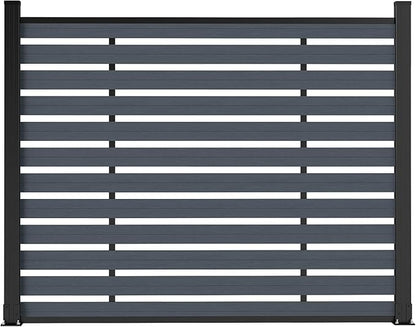 Outdoor Privacy Fence WPC, AC Unit Air Conditioner Screen 5 FT(H) x 6 FT(W) Trash Can with Aluminum Alloy Post, Decorative Fencing, Gray with 2 Post