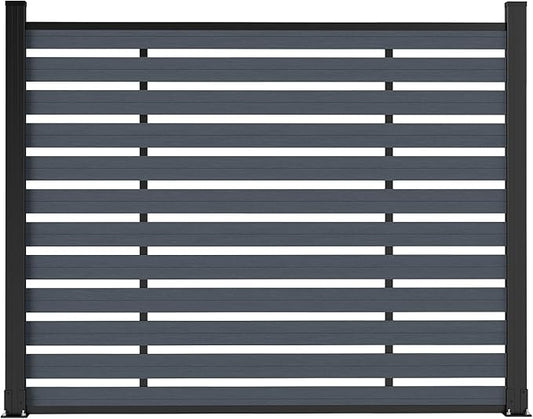 Outdoor Privacy Fence WPC, AC Unit Air Conditioner Screen 5 FT(H) x 6 FT(W) Trash Can with Aluminum Alloy Post, Decorative Fencing, Gray with 2 Post