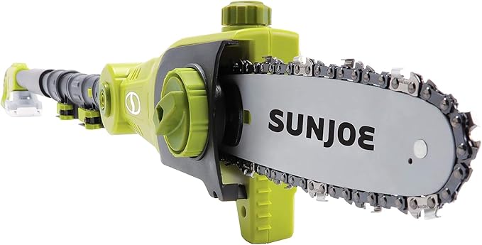 Sun Joe Cordless Pole Chainsaw Machine, Electric Telescoping Trimmer, Extendable Up to 7.2 Ft - Heavy-Duty Trimming Equipment for Tree Trunks, Limbs, Logs, Brush, and Branches, 24V-PS8-LTE