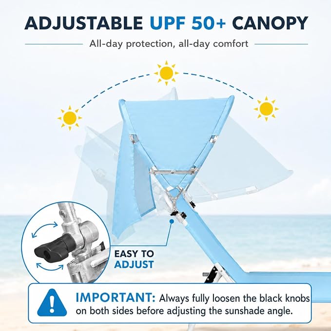 Oversized Extra Wide Tanning Chair with Sun Canopy Face Hole Padded Adjustable Washable, Heavy Duty Layout Folding Lounge Chair for Outside Beach Reading Sunbathing, UPF 50+, XL, Plus Size, 330 LBS