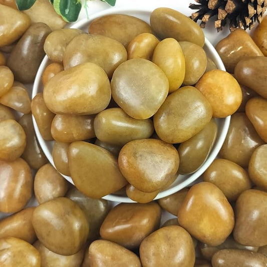 YISZM 10lbs Yellow River Rocks, 1-2 Inch Natural Pebbles for Indoor Plants, High Polished Decorative Stones Vase Filler Fish Tank Aquariums Landscaping Garden