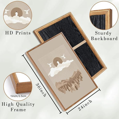 IARTTOP Extra Large Jesus Framed Wall Art 24x36 Inch Set of 3 Easter Brown Nativity Christian Canvas Wall Decor Grey Bible Verse Artwork for Church Living Room Bedroom