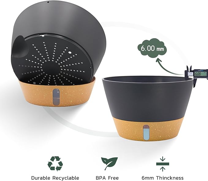 ZMTECH 12 Inch Hanging Planters for Indoor, 2 Pack Large Hanging Plant Pot with Visible Water Level and Chain, Self Watering Hanging Flower Pot for Outdoor Garden Porch(Dark Gray)