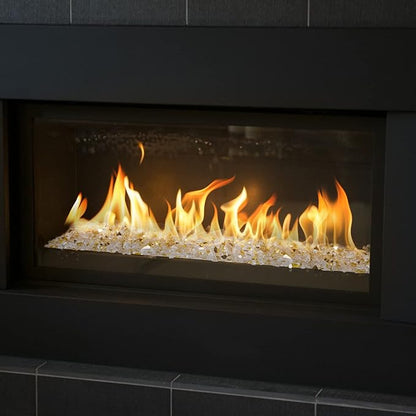 Mr. Fireglass 10 Pounds Fire Glass - 1/4 Inch High Luster Reflective Tempered Glass Rocks for Fireplace Fire Pit Table and Landscaping, Gold