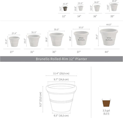 Crescent Garden Brunello Small Classic Planter, Indoor/Outdoor Weather-Safe Round Plant Pot, Small Resin Houseplant Pot - 12'' W (Terracotta-Color)