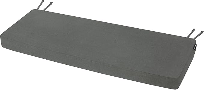 Favoyard Outdoor Bench Cushion 42 x 16 Inch Rainproof Patio Furniture Cushions 3-Year Color Fastness Garden Settee Porch Pads with Ties, Dark Gray