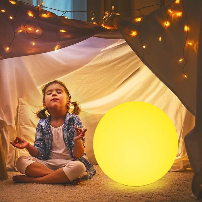 16-inch LED Globe Orb Light, Rechargeable Glowing Ball Light w/Remote, Dimmable RGB Color Changing Glowing Orb for Kid Adult, Waterproof Light Up Ball Night Light Mood Lamp for Home Garden Patio Party