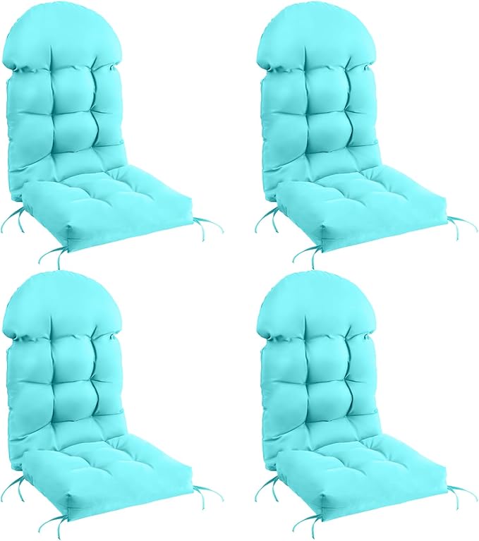 FUNBERRY Patio Chair Cushions Set of 4, Thicken Comfy Cushions for Rocker Non Slip Fade Shield Waterproof High Back with Ties