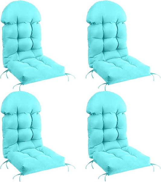 FUNBERRY Patio Chair Cushions Set of 4, Thicken Comfy Cushions for Rocker Non Slip Fade Shield Waterproof High Back with Ties
