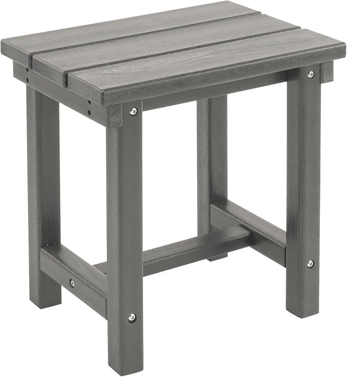 Furnimart Adirondack 16.5" Square Outdoor Side Table, Extra-Thick HDPE Composite Weather-Resistant Small Patio Table, Gray Outdoor End Table for Garden Balcony Yard Deck Poolside(Gray)