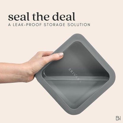 Glass Food Storage Container with Lid, 5-Cup Medium Square | Microwave-Safe Airtight Lid, Oven-Safe Ceramic-Coated Glass | Zero Plastic, No PFAS/PFOA/BPA, Reusable [Smoke]