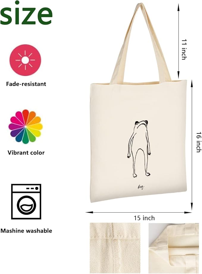 AUSVKAI Canvas Tote Bag Aesthetic for Women, Cute Reusable Cloth Cotton Bags for Shopping Beach Grocery