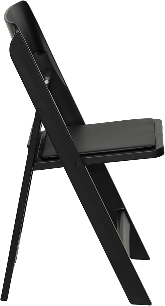 Flash Furniture Hercules Tucker Commercial Black Resin Folding Chair - Lightweight, Vinyl Padded Removable Seat, Indoor Outdoor Use, Event & Wedding Ready