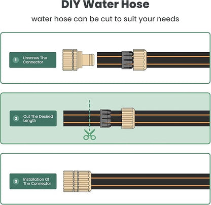 Giraffe Tools Garden Hose 5/8" Custom Length, No Kink, Flexible, Leakproof Water Hose, 600 Burst PSI, 6ft Male Female Fittings,Black Orange